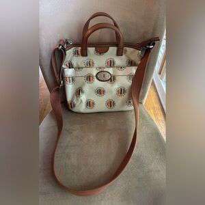 Fossil Coated Canvas Cream with multi color ShoulderBag/ Crossbody